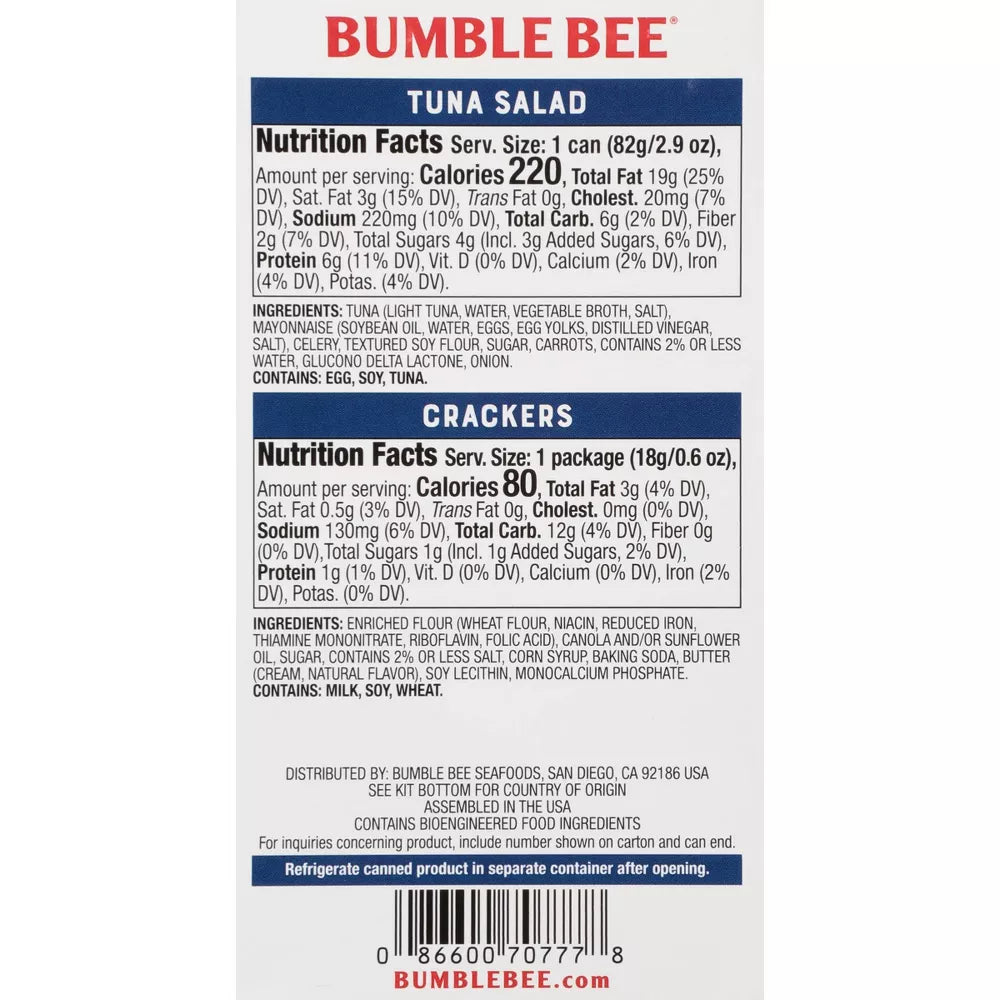 Bumble Bee Tuna Salad w/ Crackers(2 Pk)